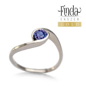 Ölelés fehér arany tanzanit eljegyzési gyűrű