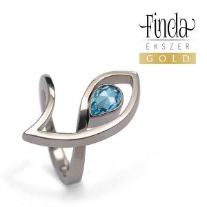 Nicole fehér arany női gyűrű kék topázzal