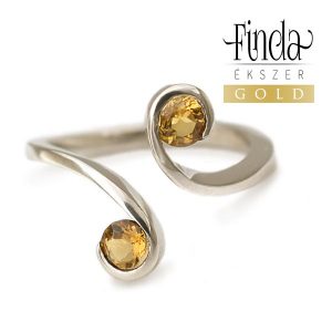 Gemini fehér arany gyűrű citrinnel