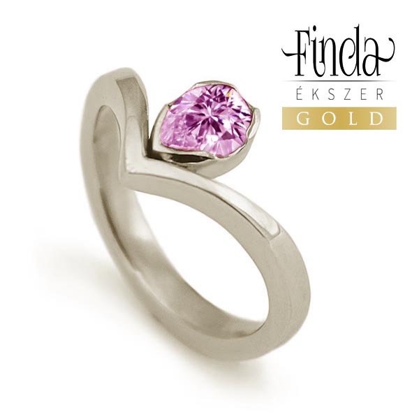 Nőszirom fehér arany eljegyzési gyűrű rózsaszín zafírral Nőszirom fehér arany eljegyzési gyűrű rózsaszín zafírral