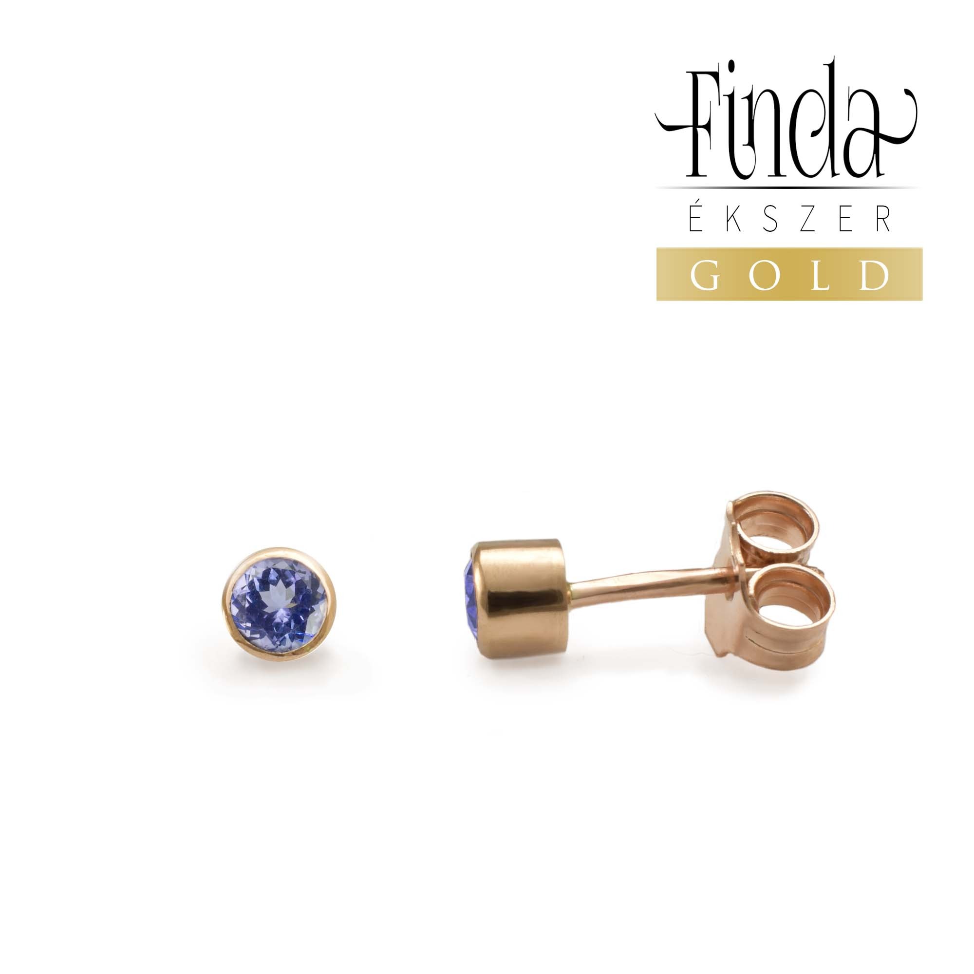 Pötty – Rozé arany fülbevaló tanzanittal Pötty – Rozé arany fülbevaló tanzanittal