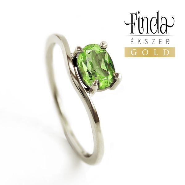 Szellő fehér arany gyűrű olivinnel Szellő fehér arany gyűrű olivinnel