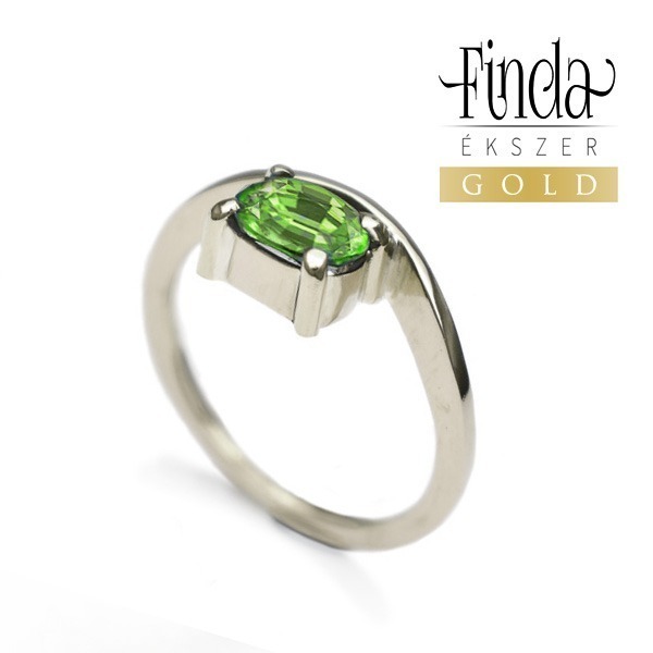 Szellő fehér arany gyűrű olivinnel Szellő fehér arany gyűrű olivinnel