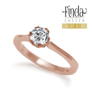 Szoliter rose arany gyűrű fehér topázzal