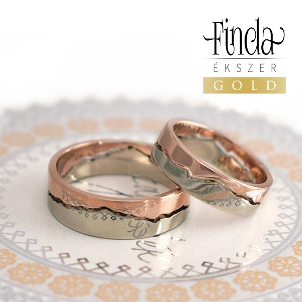 Mountain kétszínű arany karikagyűrű fehér és rozé arany Mountain kétszínű arany karikagyűrű fehér és rozé arany